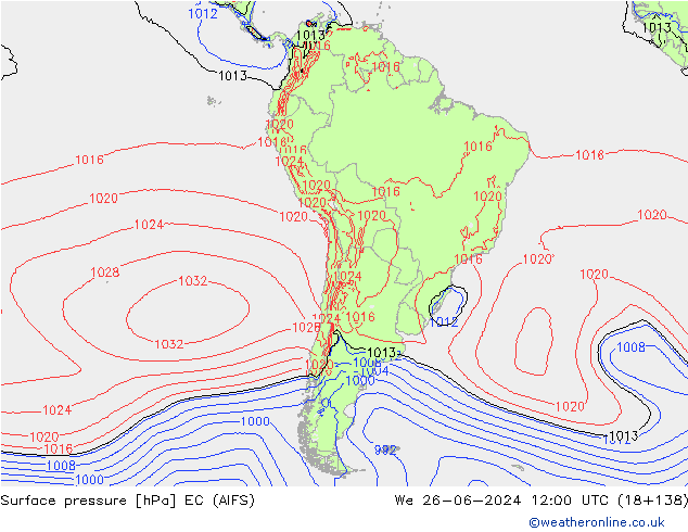 Luchtdruk (Grond) EC (AIFS) wo 26.06.2024 12 UTC