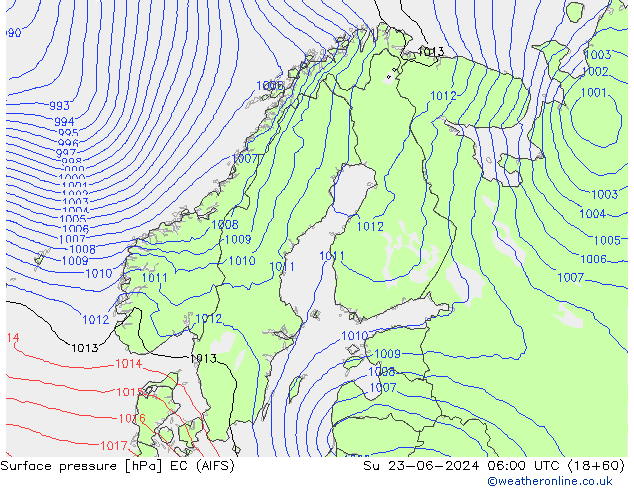 Luchtdruk (Grond) EC (AIFS) zo 23.06.2024 06 UTC