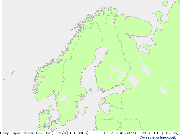 Deep layer shear (0-1km) EC (AIFS) vr 21.06.2024 12 UTC