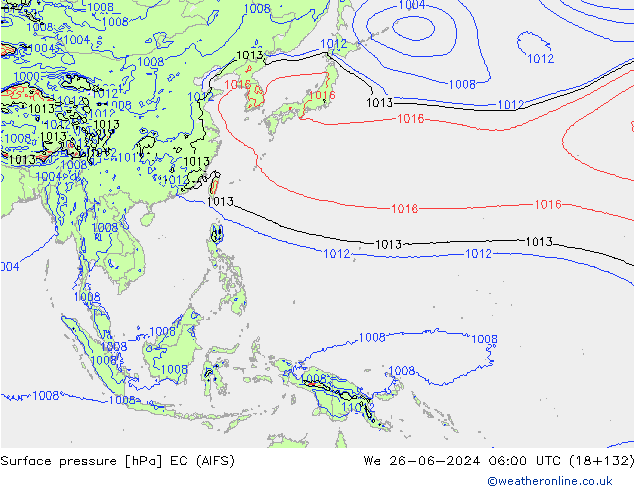 Pressione al suolo EC (AIFS) mer 26.06.2024 06 UTC