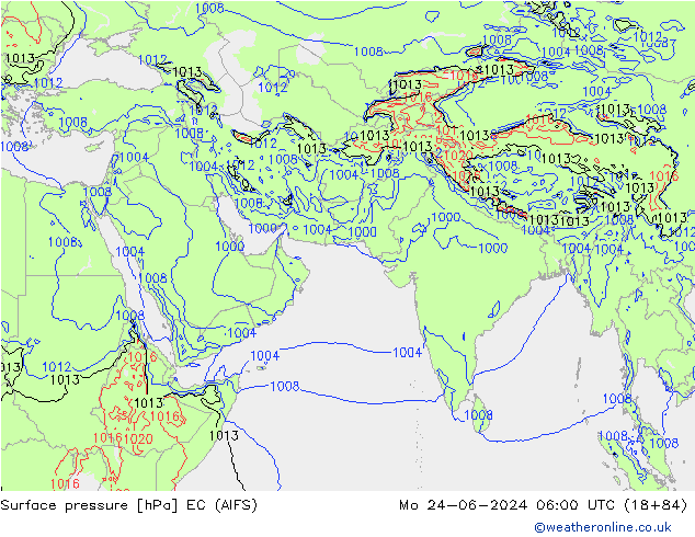 Pressione al suolo EC (AIFS) lun 24.06.2024 06 UTC