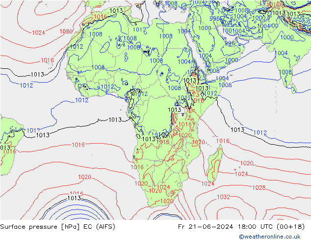 ciśnienie EC (AIFS) pt. 21.06.2024 18 UTC