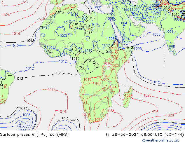 Presión superficial EC (AIFS) vie 28.06.2024 06 UTC
