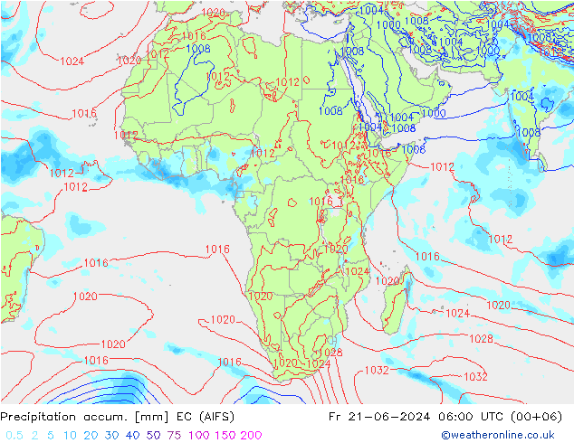 Precipitation accum. EC (AIFS) пт 21.06.2024 06 UTC