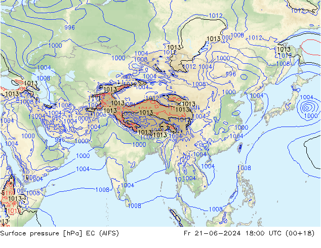 ciśnienie EC (AIFS) pt. 21.06.2024 18 UTC