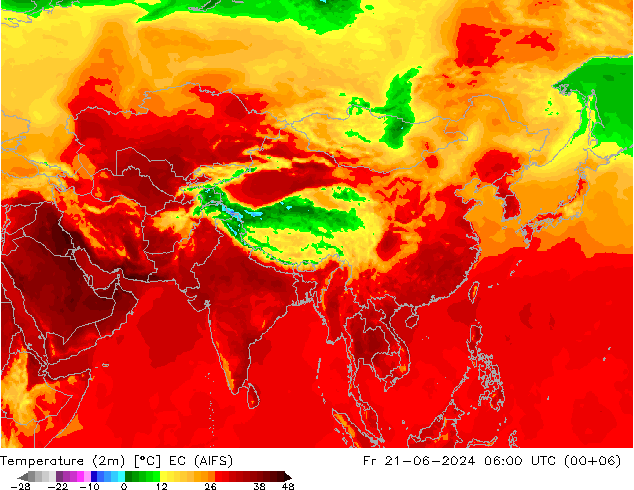 Temperatura (2m) EC (AIFS) vie 21.06.2024 06 UTC