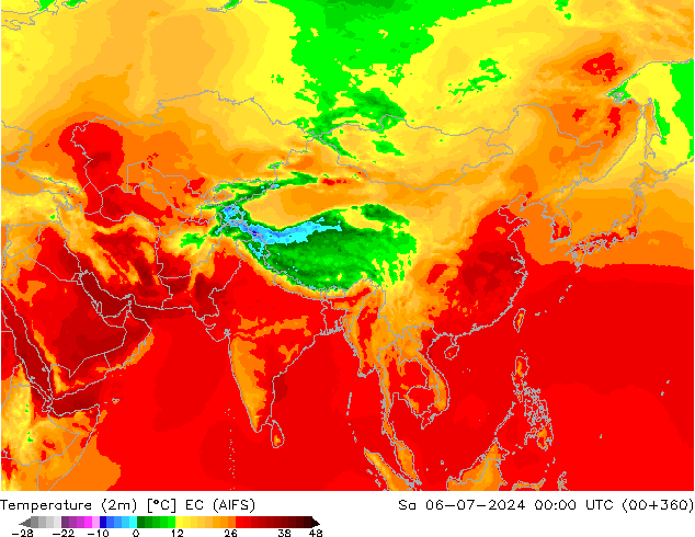 température (2m) EC (AIFS) sam 06.07.2024 00 UTC