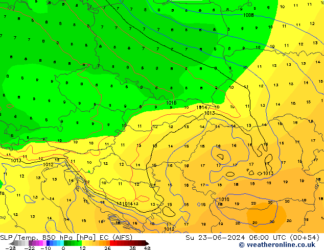 SLP/Temp. 850 hPa EC (AIFS) dim 23.06.2024 06 UTC