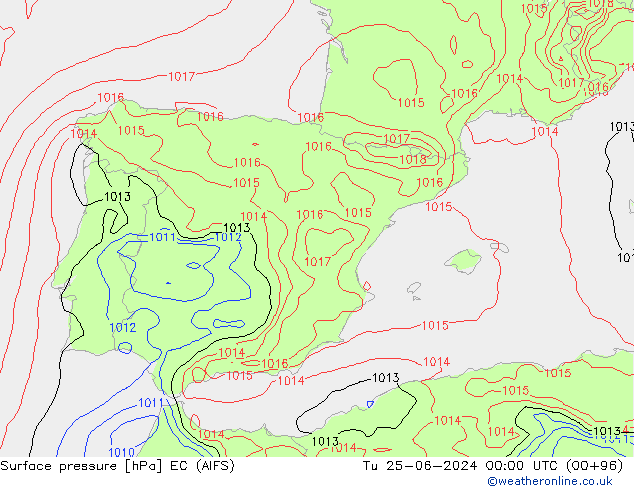 pression de l'air EC (AIFS) mar 25.06.2024 00 UTC