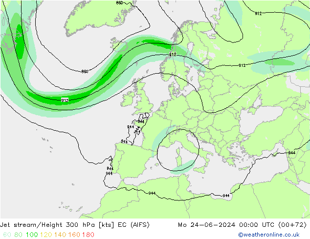 Jet Akımları EC (AIFS) Pzt 24.06.2024 00 UTC