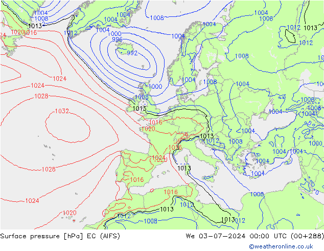 pression de l'air EC (AIFS) mer 03.07.2024 00 UTC