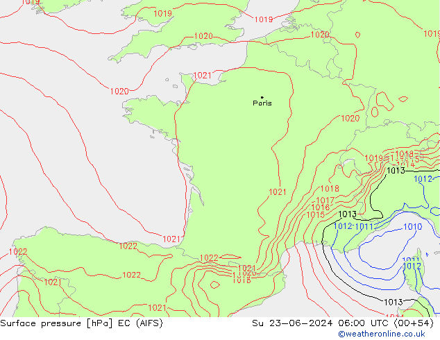 Surface pressure EC (AIFS) Su 23.06.2024 06 UTC