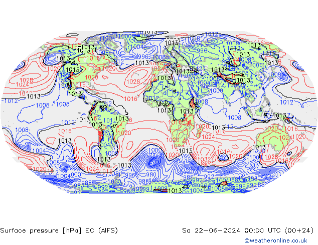 地面气压 EC (AIFS) 星期六 22.06.2024 00 UTC