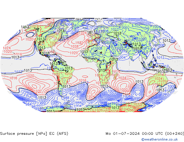 Surface pressure EC (AIFS) Mo 01.07.2024 00 UTC