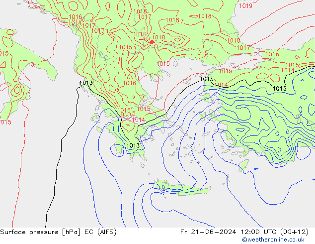 Surface pressure EC (AIFS) Fr 21.06.2024 12 UTC