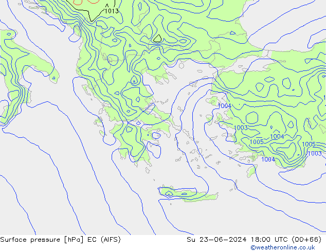 Surface pressure EC (AIFS) Su 23.06.2024 18 UTC