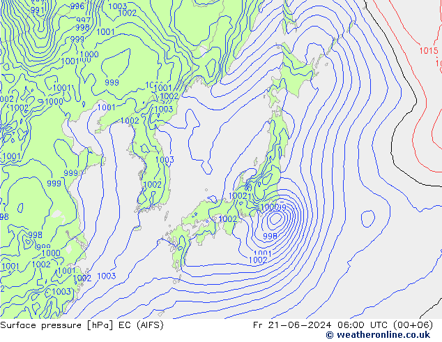 Surface pressure EC (AIFS) Fr 21.06.2024 06 UTC