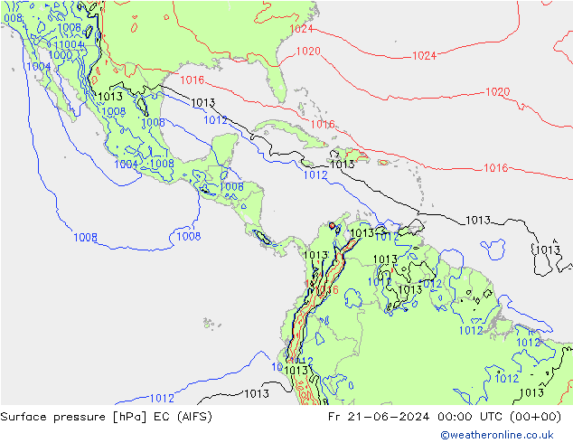 Surface pressure EC (AIFS) Fr 21.06.2024 00 UTC