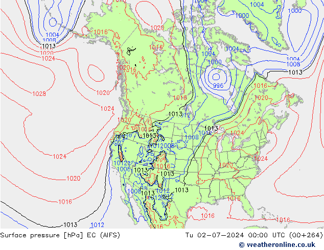 Surface pressure EC (AIFS) Tu 02.07.2024 00 UTC