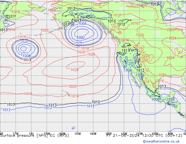 Presión superficial EC (AIFS) vie 21.06.2024 12 UTC