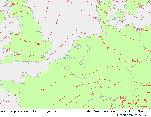 Presión superficial EC (AIFS) lun 24.06.2024 00 UTC