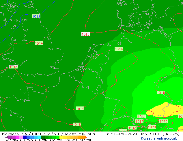 Schichtdicke 700-1000 hPa EC (AIFS) Fr 21.06.2024 06 UTC