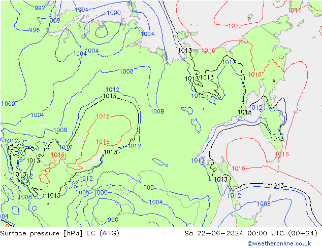 pression de l'air EC (AIFS) sam 22.06.2024 00 UTC