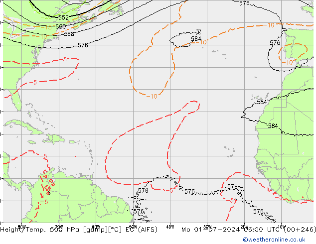 Height/Temp. 500 hPa EC (AIFS) Mo 01.07.2024 06 UTC