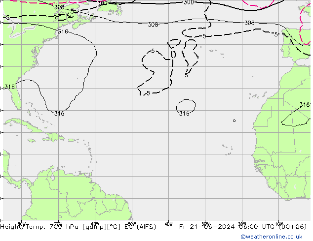 Height/Temp. 700 hPa EC (AIFS) Fr 21.06.2024 06 UTC