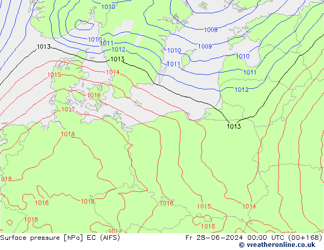 Surface pressure EC (AIFS) Fr 28.06.2024 00 UTC