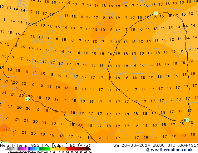 Height/Temp. 925 hPa EC (AIFS)  26.06.2024 00 UTC