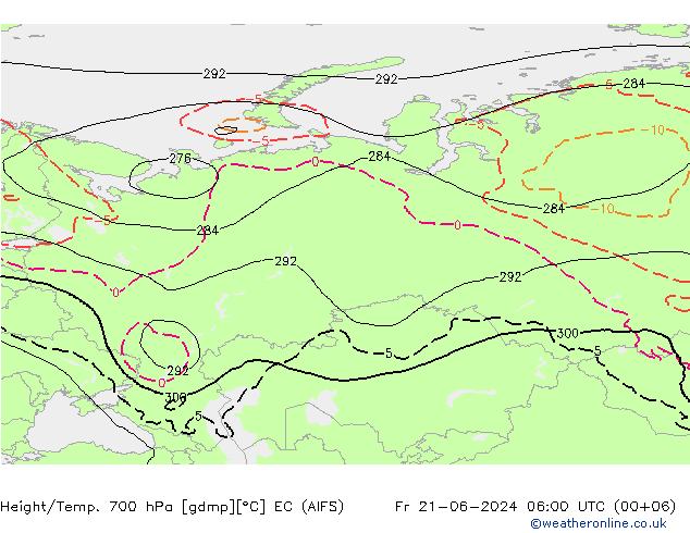 Height/Temp. 700 hPa EC (AIFS) Fr 21.06.2024 06 UTC