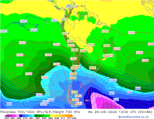 Thck 700-1000 hPa EC (AIFS) Seg 24.06.2024 12 UTC