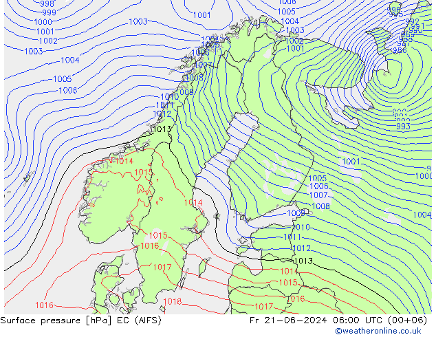 Bodendruck EC (AIFS) Fr 21.06.2024 06 UTC