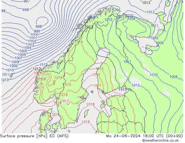 Bodendruck EC (AIFS) Mo 24.06.2024 18 UTC