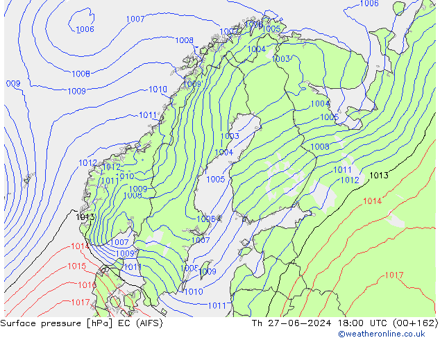 pression de l'air EC (AIFS) jeu 27.06.2024 18 UTC