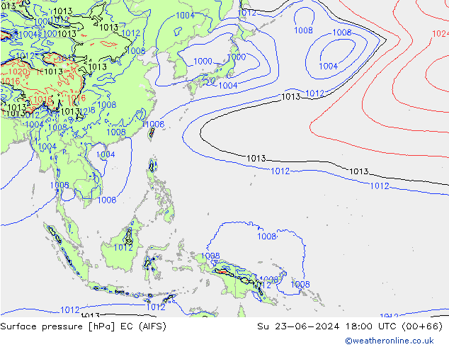 Yer basıncı EC (AIFS) Paz 23.06.2024 18 UTC