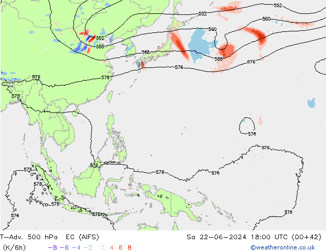 T-Adv. 500 hPa EC (AIFS) Cts 22.06.2024 18 UTC