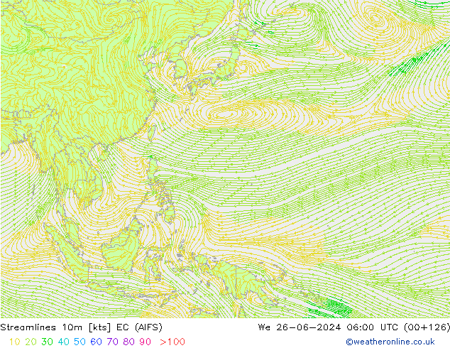 ветер 10m EC (AIFS) ср 26.06.2024 06 UTC