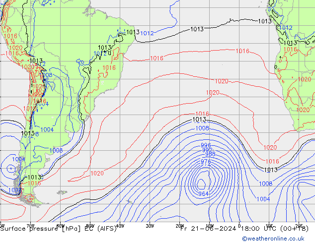 Surface pressure EC (AIFS) Fr 21.06.2024 18 UTC