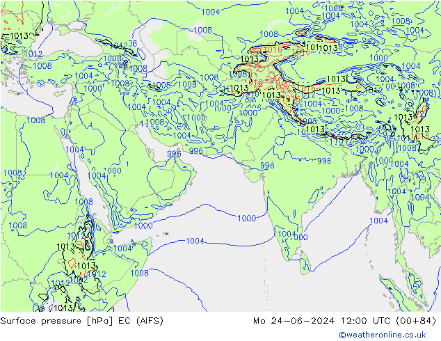 Surface pressure EC (AIFS) Mo 24.06.2024 12 UTC