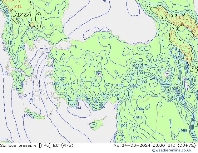 Luchtdruk (Grond) EC (AIFS) ma 24.06.2024 00 UTC