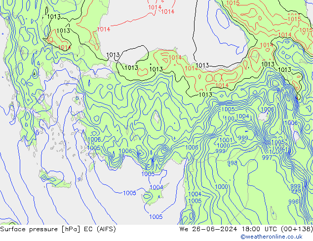 Pressione al suolo EC (AIFS) mer 26.06.2024 18 UTC