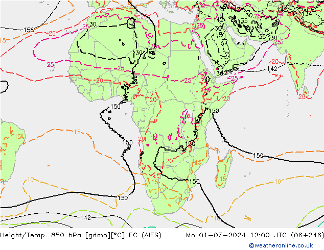 Height/Temp. 850 hPa EC (AIFS) Mo 01.07.2024 12 UTC