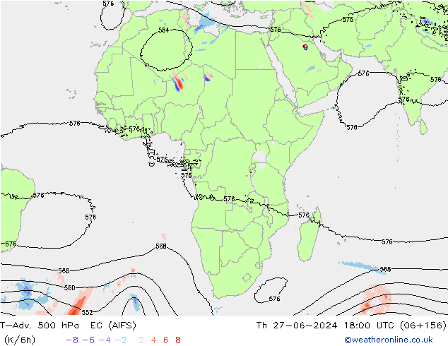 T-Adv. 500 hPa EC (AIFS) Th 27.06.2024 18 UTC