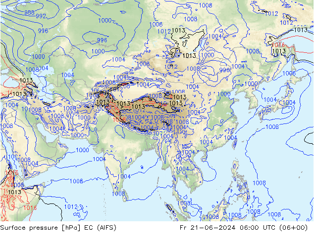 приземное давление EC (AIFS) пт 21.06.2024 06 UTC