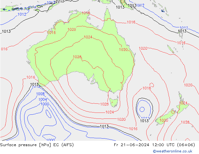 Surface pressure EC (AIFS) Fr 21.06.2024 12 UTC