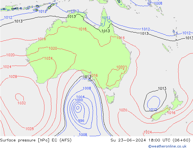 Surface pressure EC (AIFS) Su 23.06.2024 18 UTC