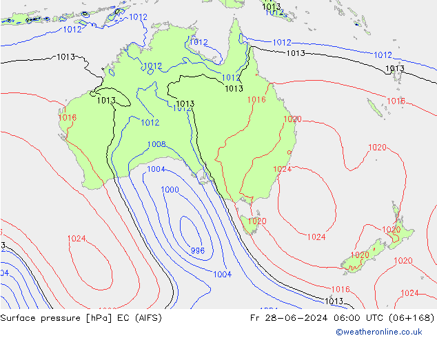 Presión superficial EC (AIFS) vie 28.06.2024 06 UTC