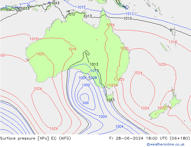 Presión superficial EC (AIFS) vie 28.06.2024 18 UTC